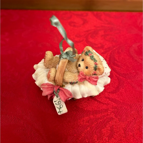 Cherished Teddies Beary Christmas Baby in Basket Ornament - Picture 4 of 8